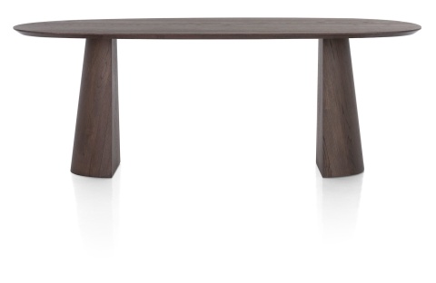 Stół do jadalni TRENTON 210x105 cm, fornir dębowy, kolor Clay, organiczny kształt