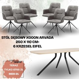 Zestaw stół ARVADA 250 x 110 cm+ 6 krzeseł obrotowych EIFEL (wybór koloru)