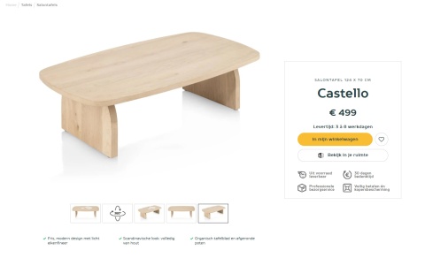 [od ręki] Stolik kawowy Castello Henders& Hazel 124 x 70 cm