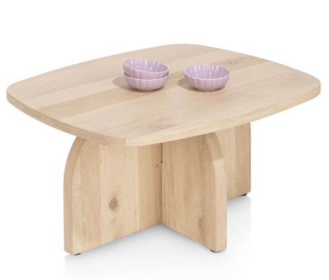 [od ręki] Komplet stolików kawowych CASTELLO (Zestaw 2 szt.), fornir Dąb Piaskowy (Sand Oak), organiczny kształt