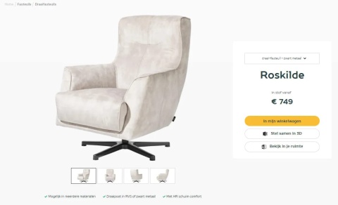 [K] Fotel ROSKILDE, Tapicerka Szenilowa Livigno (Z Meszkiem), Kolor Kremowy