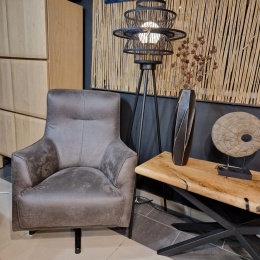 [R] Fotel ROSKILDE, Tapicerka Mikrofibra Secilia (Efekt Skóry), Kolor Szary Antracyt