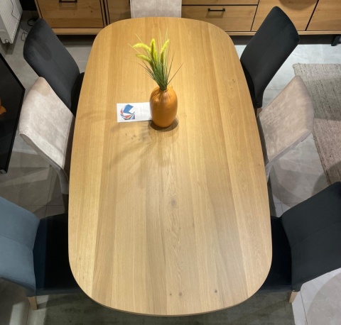 [K, od ręki] Henders & Hazel Stół Jadalniany Owalny Metalox/ Nyborg 210x110 cm, Centralna Noga Drewniana, Fornir Dąb Naturalny