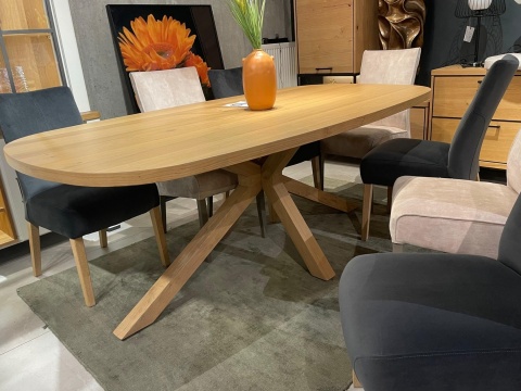 [K, od ręki] Henders & Hazel Stół Jadalniany Owalny Metalox/ Nyborg 210x110 cm, Centralna Noga Drewniana, Fornir Dąb Naturalny