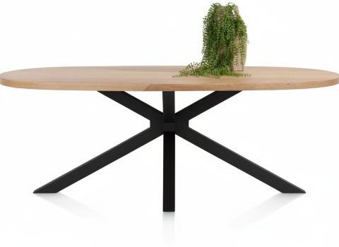 [K, od ręki] Henders & Hazel Stół Jadalniany Owalny Metalox/ Nyborg 210x110 cm, Centralna Noga Metalowa, Fornir Dąb Naturalny