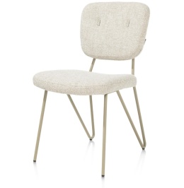 Krzesło do Jadalni JUNE, Tkanina Pluszowa Bouclé Luton, Nogi Metalowe Szarozielone – Henders & Hazel