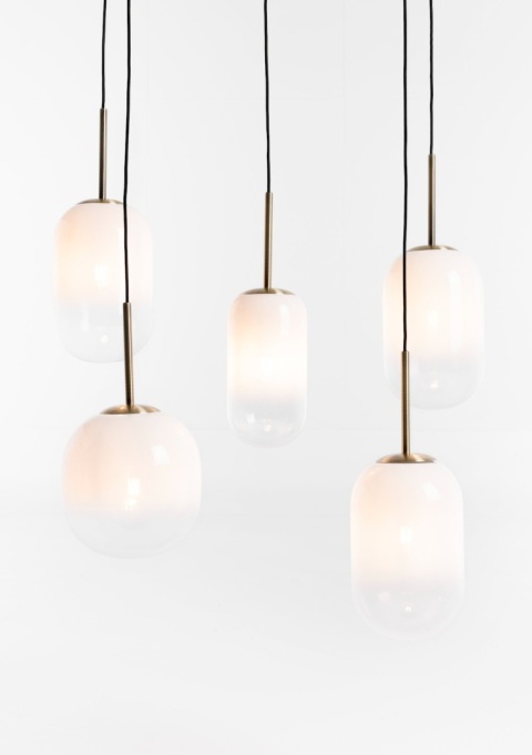 Lampa Wisząca MILKY 5-punktowa, Szklane Kule z Gradientem, Złota – Coco Maison (53223-WIT)