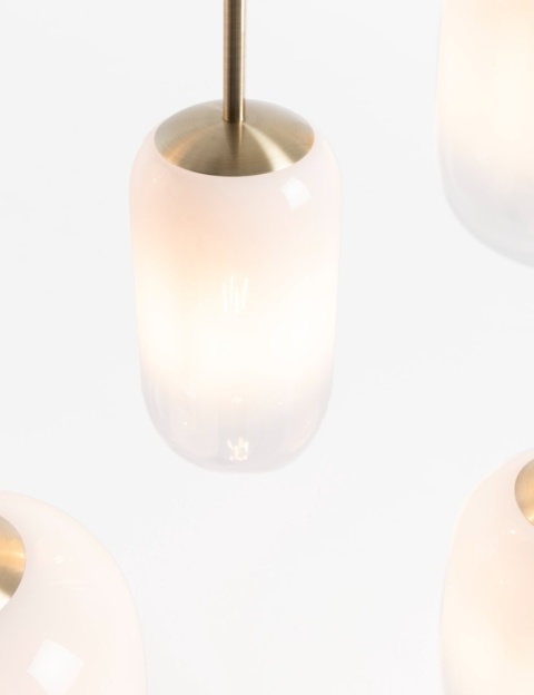 Lampa Wisząca MILKY 5-punktowa, Szklane Kule z Gradientem, Złota – Coco Maison (53223-WIT)