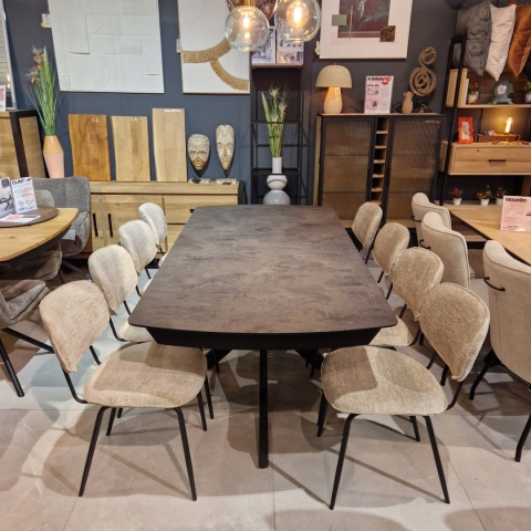 [M, od ręki DEFEKT#2] Największy stół rozkładany Pavalon 200-278x100 cm na centralnej nodze, blat Primo (HPL), kolor antracyt