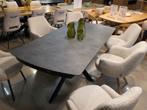 [M, od ręki DEFEKT#2] Największy stół rozkładany Pavalon 200-278x100 cm na centralnej nodze, blat Primo (HPL), kolor antracyt