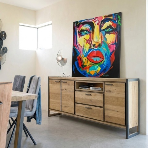 Obraz Akrylowy na Płótnie "Barwne Oblicze" – Ekspresyjny Portret 120x110 cm