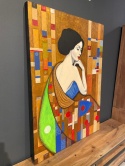 Obraz Ręcznie Malowany "Złota Muza" – Inspirowany Klimtem 100x140 cm