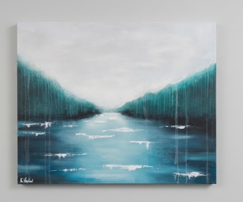 Obraz akrylowy ręcznie malowany w rozmiarze 140x110cm "KU JEZIORU" [K/wyprzedaz50%]