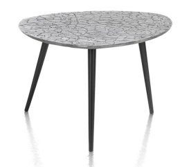 Stolik Kawowy/Pomocniczy DORVAL, Blat Trójkątny, Metal Srebrny Teksturowany – Henders & Hazel (90204235)