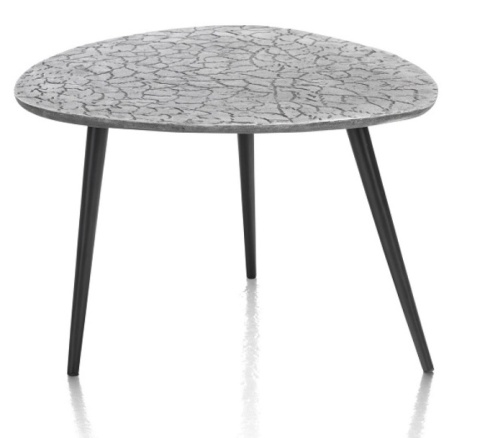 Stolik Kawowy/Pomocniczy DORVAL, Blat Trójkątny, Metal Srebrny Teksturowany – Henders & Hazel (90204235)