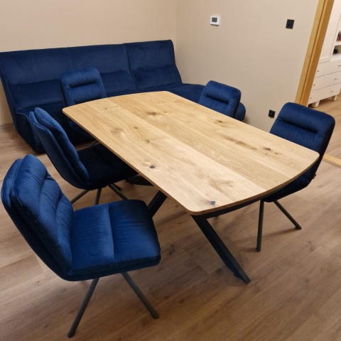 [R] Stół industrialny rozkładany ASPEN 170-230 cm, blat lity dąb, noga pająk