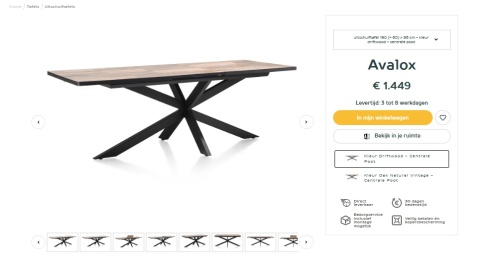 Stół H&H Avalox/ Avalon 190 + 60 x 98 cm DRIFTWOOD centralna noga