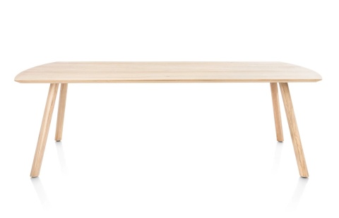 Stół do jadalni NIORA 240x100 cm, blat fornir dębowy naturalny, nogi lite drewno dębowe