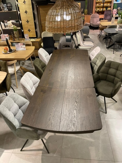 [K, od ręki] Stół rozkładany Henders & Hazel Nyon 200-280x100 cm, fornir dębowy, kolor Bazalt/ noga metalowa