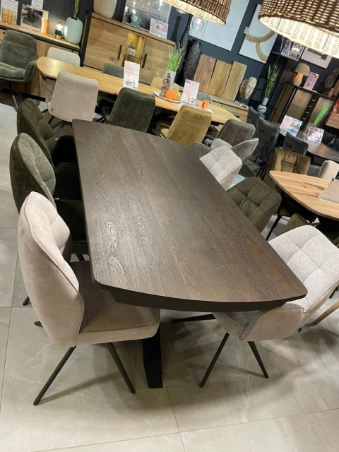 [K, od ręki] Stół rozkładany Henders & Hazel Nyon 200-280x100 cm, fornir dębowy, kolor Bazalt/ noga metalowa