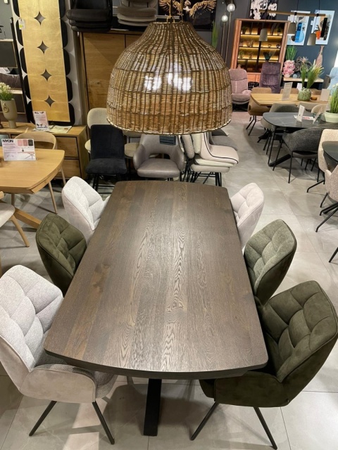 [K, od ręki] Stół rozkładany Henders & Hazel Nyon 200-280x100 cm, fornir dębowy, kolor Bazalt/ noga metalowa