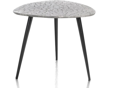 Stolik Boczny/Pomocniczy DORVAL, Metalowy Srebrny, Blat Teksturowany – Henders & Hazel (1671861)
