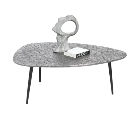 Stolik Kawowy DORVAL, Kształt Organiczny 105x82 cm, Blat Antique Silver, Nogi Czarne – Henders & Hazel