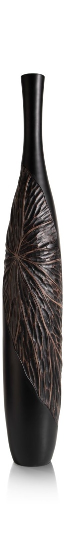 [na zamówienie] Wazon Dekoracyjny Podłogowy FAYE 107 cm, Struktura Liści, Polyresin Czarny – Coco Maison (50035-ZWA)