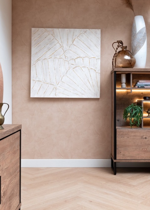 [na zamówienie] Wazon Podłogowy JOLIE 78 cm, Polyresin Biały, Rzeźbiony Motyw Roślinny – Coco Maison (50030-WIT)