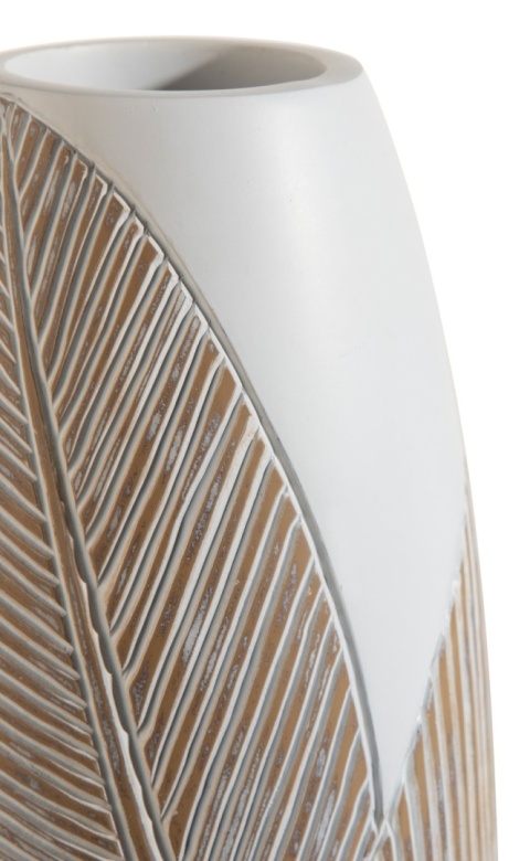 [na zamówienie] Wazon Podłogowy JOLIE 78 cm, Polyresin Biały, Rzeźbiony Motyw Roślinny – Coco Maison (50030-WIT)