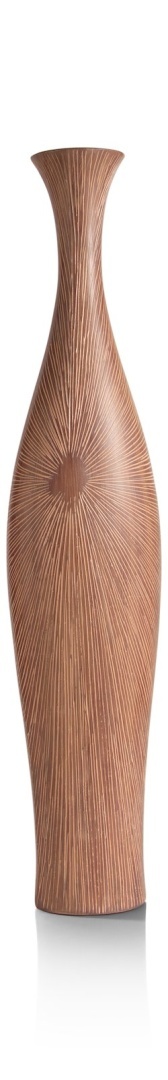 [na zamówienie] Wazon Podłogowy GIGI 83 cm, Smukły, Polyresin w Optyce Drewna – Coco Maison (50038-BRU)