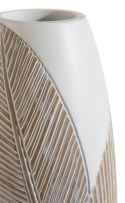 [na zamówienie] Wazon JOLIE 45 cm, Polyresin Biały z Rzeźbionym Motywem Liści – Coco Maison (50031-WIT)
