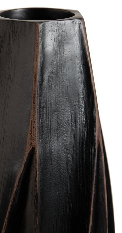 [na zamówienie] Wazon Podłogowy MERLE 81 cm, Prostokątny, Struktura Linearna, Polyresin Czarny – Coco Maison (50027-ZWA)