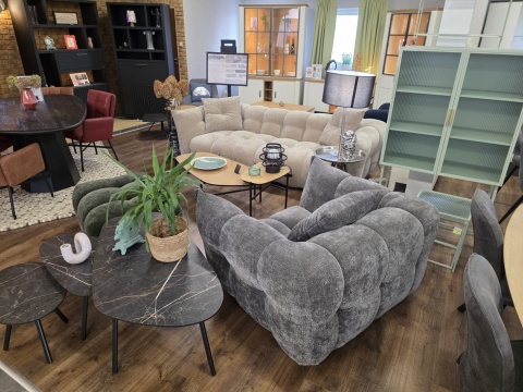 Zestaw trzech stolików kawowych Palazio – Blat Primo Laminato o wyglądzie marmuru Onyx