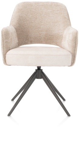 [na zamówienie] Happy@Home Fotel Jadalniany Obrotowy Brad (Champagne/Kremowy, Mikrofibra Calabria & Szenila Enzo)