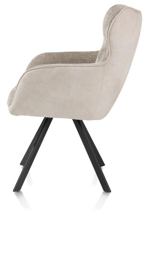 [na zamówienie] Krzesło Jadalniane Obrotowe Joah Habufa (4 Nóżki, Tapicerka Mikrofibra Calabria Champagne/Szenila Enzo)