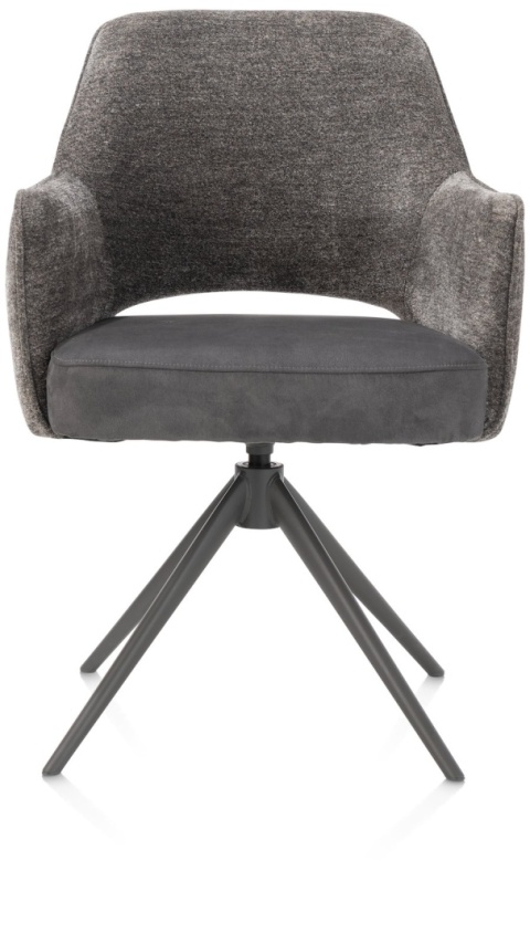 [na zamówienie] Happy@Home Fotel Jadalniany Obrotowy Brad (Antracyt, Mikrofibra Calabria & Szenila Enzo)