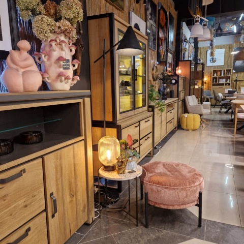 [R] Puf Ronda Różowy – Okrągły z Połyskiem i Wcięciem | Coco Maison