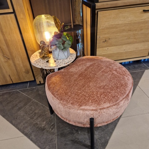 [R] Puf Ronda Różowy – Okrągły z Połyskiem i Wcięciem | Coco Maison