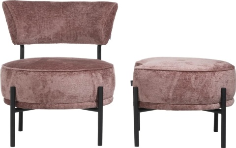 [R] Puf Ronda Różowy – Okrągły z Połyskiem i Wcięciem | Coco Maison