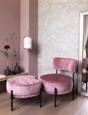 [R] Puf Ronda Różowy – Okrągły z Połyskiem i Wcięciem | Coco Maison