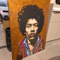 Obraz Ręcznie Malowany na Desce "Voodoo Child" – Jimi Hendrix 103 x 140 cm