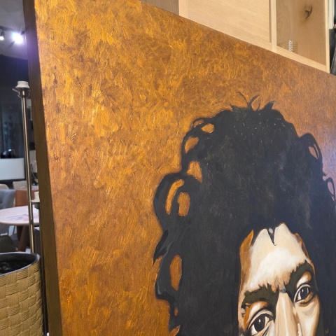 Obraz Ręcznie Malowany na Desce "Voodoo Child" – Jimi Hendrix 103 x 140 cm