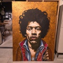 Obraz Ręcznie Malowany na Desce "Voodoo Child" – Jimi Hendrix 103 x 140 cm