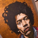 Obraz Ręcznie Malowany na Desce "Voodoo Child" – Jimi Hendrix 103 x 140 cm