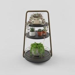 Stolik Pomocniczy / Patera James – 3-Poziomowy Metal i Drewno