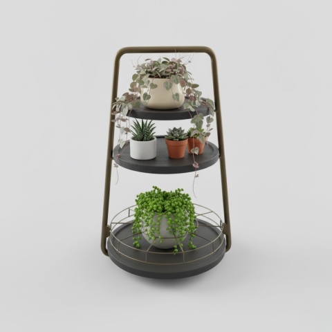 Stolik Pomocniczy / Patera James – 3-Poziomowy Metal i Drewno