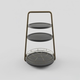 Stolik Pomocniczy / Patera James – 3-Poziomowy Metal i Drewno