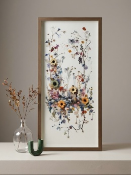 Obraz 3D Fairy Garden 50x104 cm – Suszone Kwiaty w Drewnianej Ramie | Coco Maison