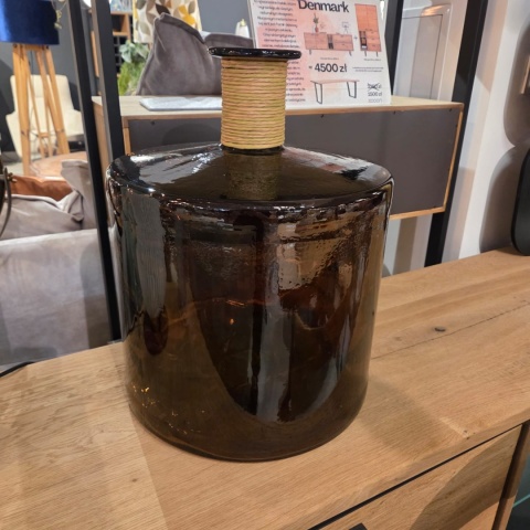 Wazon Szklany Diego 45 cm – Miedziany Recykling i Rafia | Coco Maison
